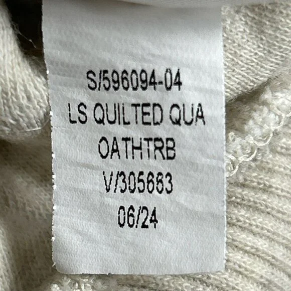 Quilted Quarter Zip Sweatshirt Banana Republic Factory Oatmeal Heather - Picture 12 of 14